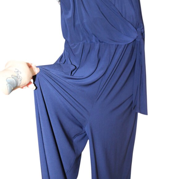 SALE LUXOLOGY Blue Pantsuit Jumper Romper 1 Piece Size L NWT's COMFY CLASSY CUTE - Picture 7 of 16